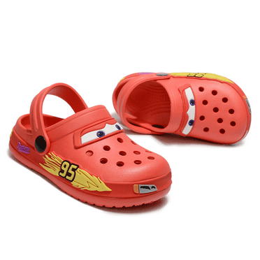Lightning McQueen 95 Car Kids Clogs Shoes Cute Cartoon Slip On Garden Clogs Shoes Toddlers Slippers Sandals Soft Sole Shower Slides