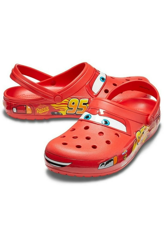 Lightning McQueen 95 Car Men And Women Clogs Shoes Cute Cartoon Slip On Garden Clogs Shoes Toddlers Slippers Sandals Soft Sole Shower Slides