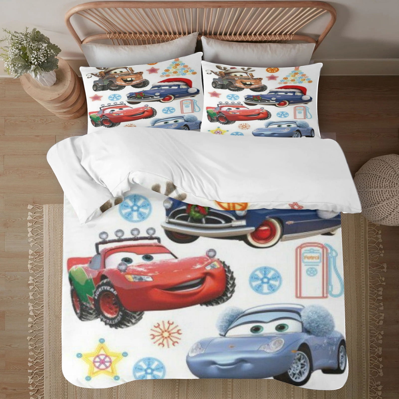 Lightning McQueen Bedding Twin Comforter Set Full Size 3-Piece Comforter Sets for Girls and boys ...