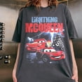 thumbnail image 1 of Lightning McQueen Cars T-Shirt, Retro Racing Cartoon Graphic Tee, Red Race Car Checkered Flag Lightning Storm Design Unisex Cotton T-shirt, Sizies S-3XL, 1 of 3