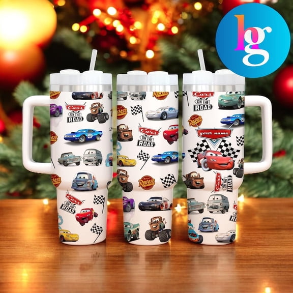 Lightning McQueen Tumbler Rusteze Cars Coffee Cup 40oz Tumbler, Gift For Him