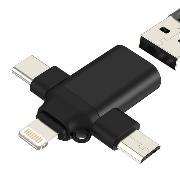 Lightning Micro USB C to USB Adapter (3in1) OTG 3.0 Cable Type C for IPhone 17 16 15 14 Pro Max Macbook Converter Thunderbolt for IPad Port Camera Flash Drive Compatible for Samsung S26 S25 Adaptor