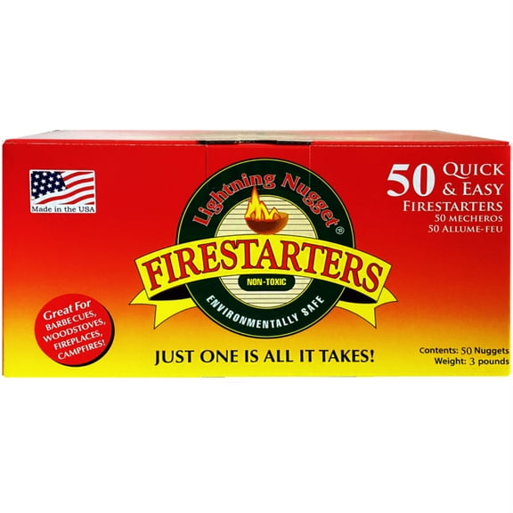 Lightning Nuggets N50LBOX All-Natural Fire Starters 50 Count 10in X 5.5in X 5in New