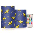 thumbnail image 1 of Lightning Pattern Flameless LED Candle Set with Remote, Battery Operated Color Changing Pillar Candles, Set of 2, 1 of 7