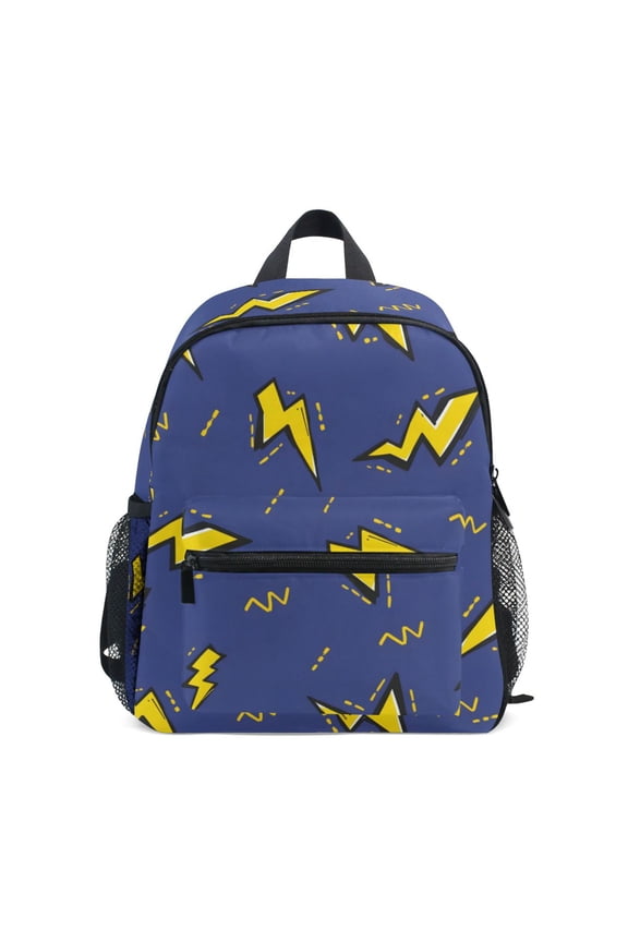 Lightning Pattern Mini Backpack Cute Small Backpack with Chest Strap and Whistle Ages 3-8