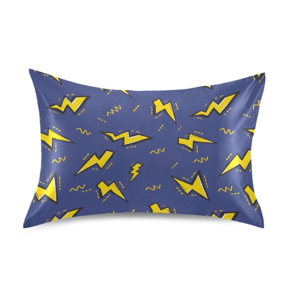 Lightning Pattern Pillowcase Queen Size 30''x20'' Satin Double-Sided Print Soft Wrinkle Resistant
