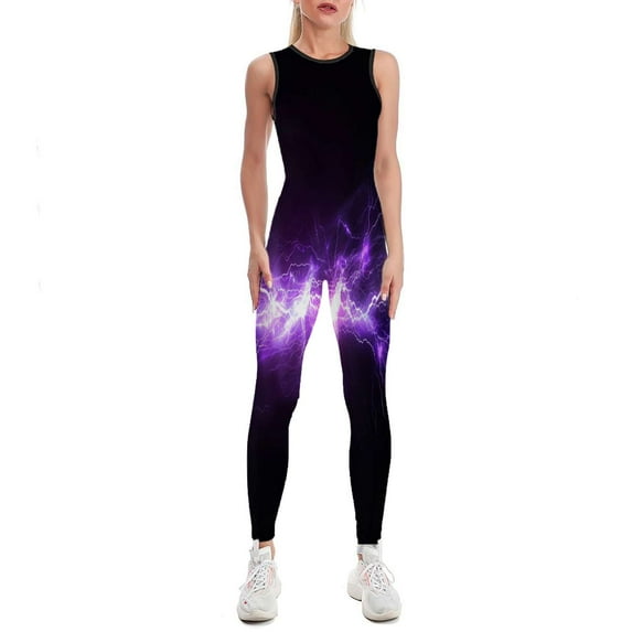 Lightning Pattern Women's One Piece Yoga Jumpsuits Leggings Playsuit Gym Suit Fitness Running Athletic Clothes Gym Wear Set