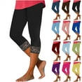 thumbnail image 1 of Lightning Prime Sales! lcziwo Womens Capris for Summer Dressy Cropped High Waist Yoga Pants Solid Comfy Tight Stretchy Leggings Workout Compression Cutout Legging Pants White XL, 1 of 6