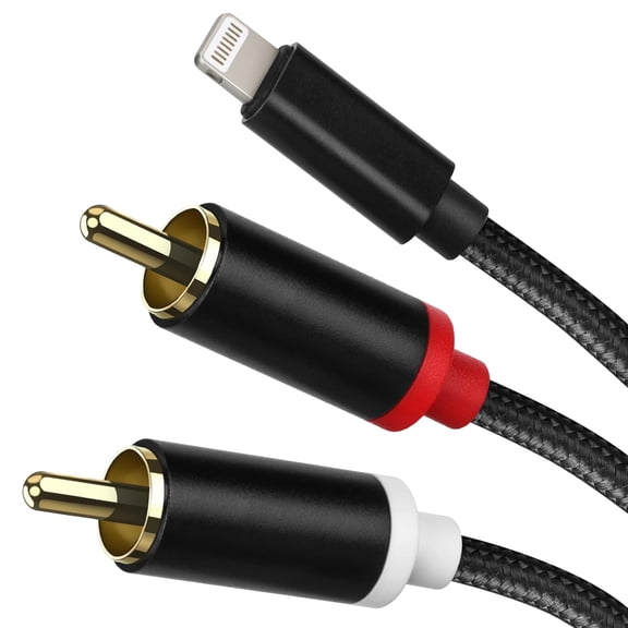 Lightning to RCA Cable Audio Aux Adapter, Stereo Y Splitter Adapter for Select iPhone, iPad and iPod Models for Power Amplifier, Car, Home Theater, Speaker and More Silver 6FT