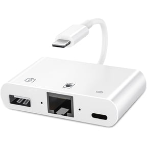 Lightning to RJ45 Ethernet Adapter for iPhone/iPad,Apple MFi Certified 3 in 1 RJ45 Ethernet LAN Network Adapter with USB 3.0 Camera Adapter and Lightning Charge Port,Supports 100Mbps Ethernet Network