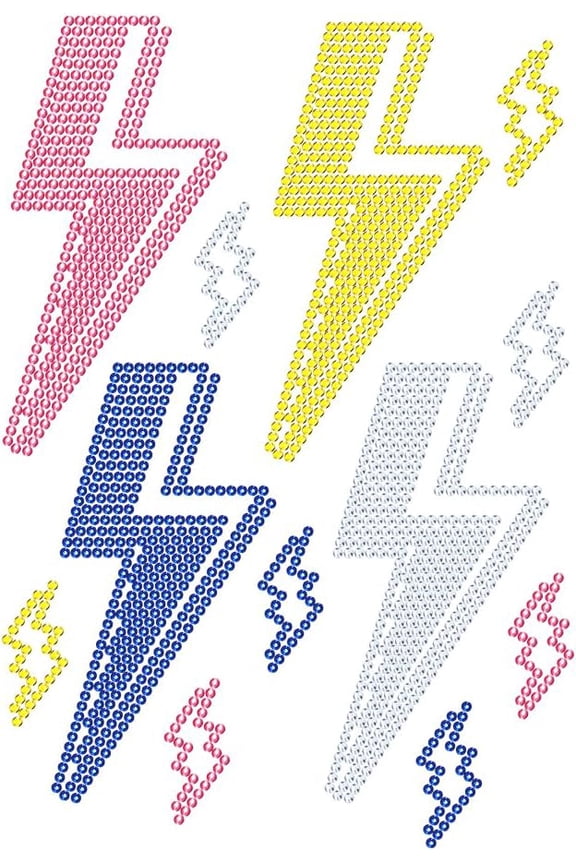 Lightning Rhinestone Iron on Hotfix 11.7x8.3 Inch Bling Iron on Patch Heat Transfer Decal Clothing Repair Applique for DIY Clothing Pants Hoodies Bags DIY Accessories Mixed Colors