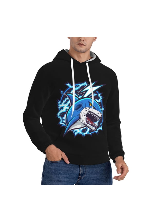 Lightning Shark Pattern Hoodie Men Unisex 3d Fleece Hooded Sweatshirt X-Small