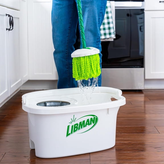 Lightning Spin Mop System Plus 1 Refill Head | Mop and Bucket with Wringer Set | Floor Mop | Spin Mop |  Mop | Mops for Floor Cleaning | Hardwood Floor Mop | 2 Total Mop Heads Included
