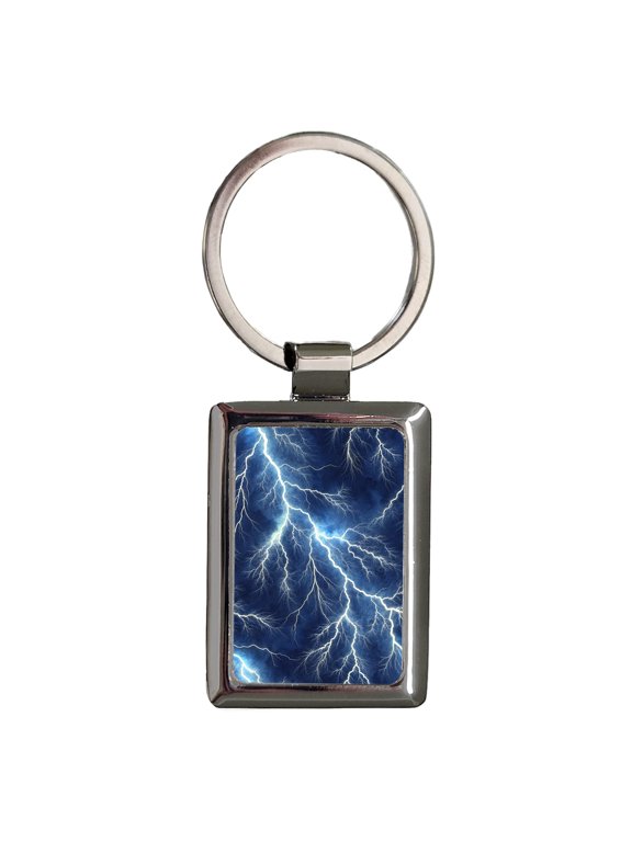 Lightning Storm Background Metal Rectangle Keychain