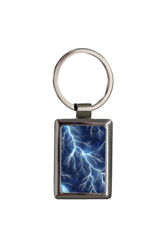 Lightning Storm Background Metal Rectangle Keychain