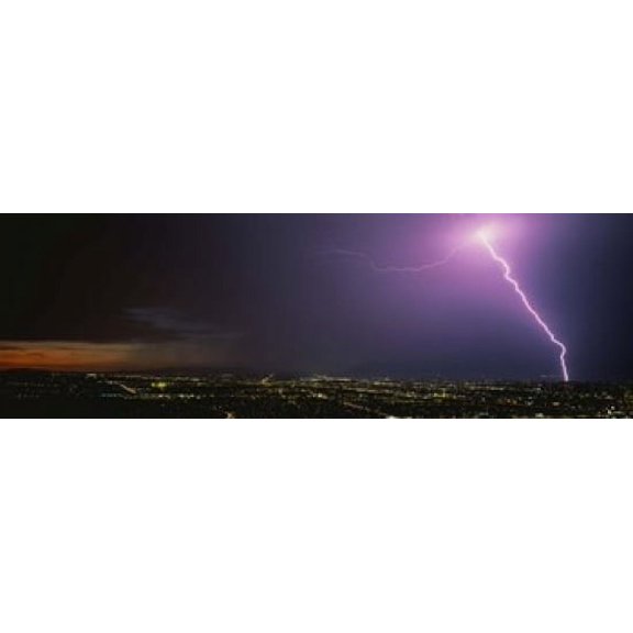 Lightning Storm at Night Canvas Art - Panoramic Images (18 x 6)