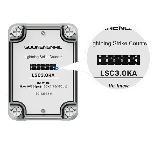 Lightning Strike Counter Lightning Event Detector with Waterproof Transparent Cover LS1/2KA for Lightning Protection Grounding Systems Products