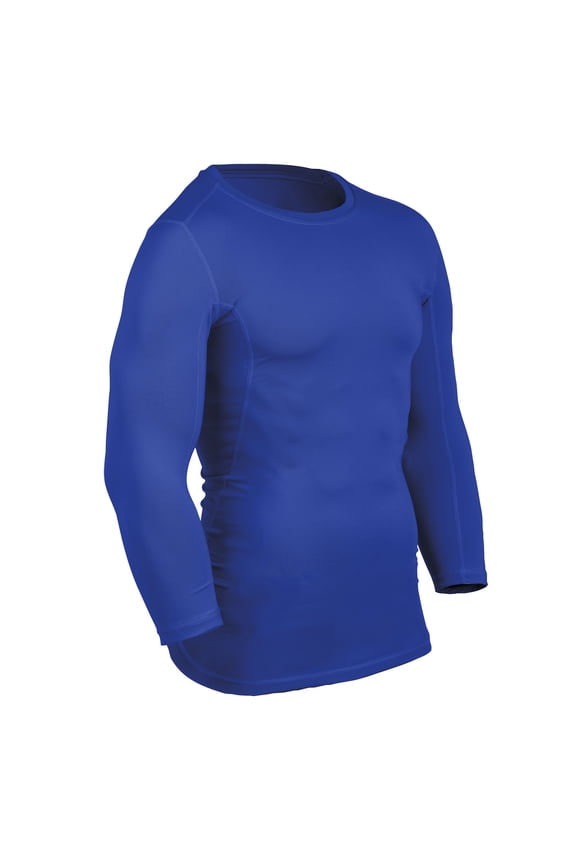 Lightning Three-Quarter Sleeve Compression Shirt, Adult Large, Royal