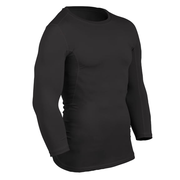 Lightning Three-Quarter Sleeve Compression Shirt, Adult Small, Black