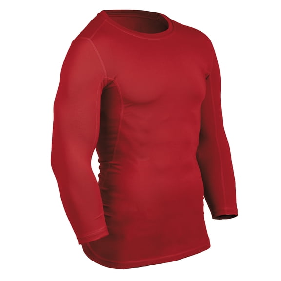 Lightning Three-Quarter Sleeve Compression Shirt, Youth Large, Scarlet