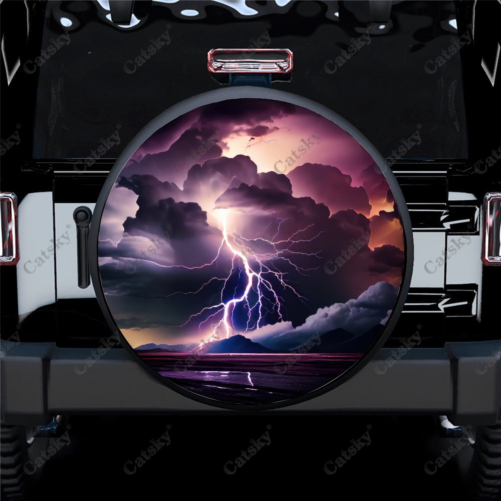 Lightning Thunderstorm Storm Polyester Universal Spare Wheel Tire Cover