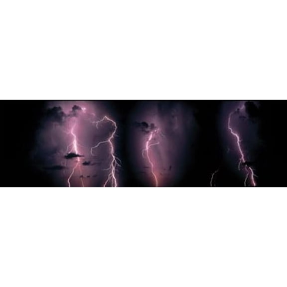 Lightning Thunderstorm Weather Sky Clouds Canvas Art - Panoramic Images (15 x 5)