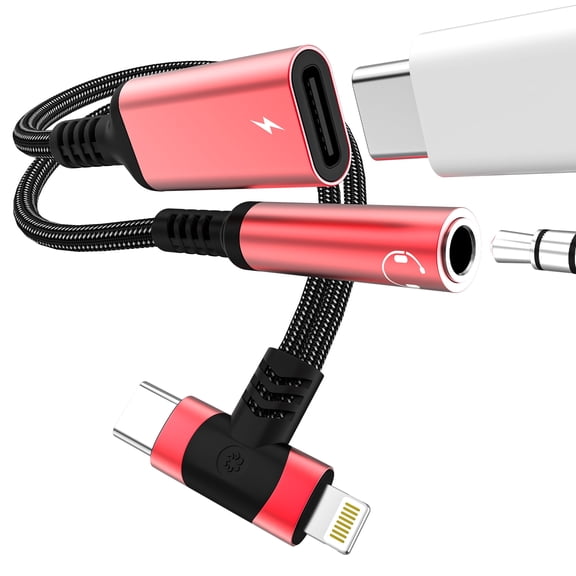 Lightning USB C to 3.5mm Headphone Jack Adapter for iPhone 17 16 15 14 13 for Apple AUX Audio Charger Cable Splitter Type C Connector Compatible for Samsung for iPad Android Car Earphone Microphone