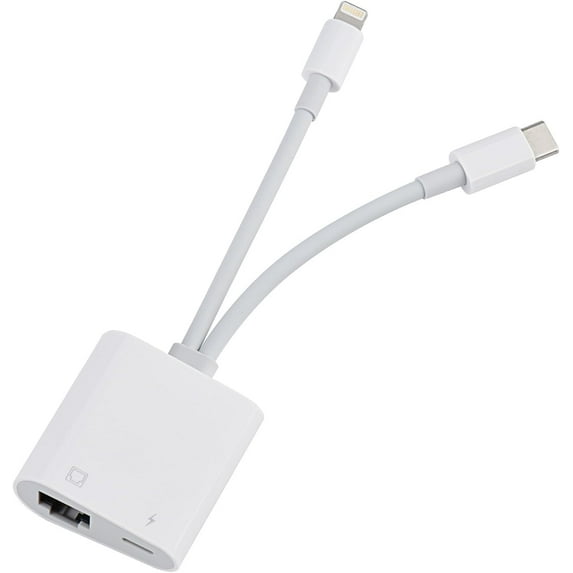 Lightning and USB C to Ethernet Adapter,2 in 1 RJ45 Ethernet LAN Network Adapter with Charge Port Compatible with iPhone/iPad/iPod/Samsung and More,Supports 100Mbps Plug and Play