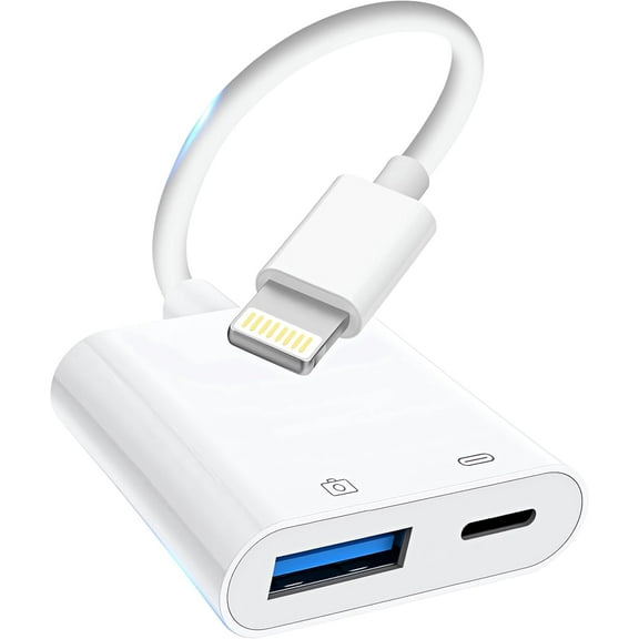 Lightning to USB Camera Adapter, [ MFi Certified] USB 3.0 Female to iPhone iPad Adapter with Charging Port, Plug and Play OTG Converter Cable Support Card Reader Flash Drives Keyboard
