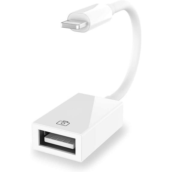 Lightning to USB Camera Adapter USB 3.0 OTG Cable Adapter Compatible with USB Female Supports Connect Card Reader,U Disk,Keyboard,Mouse,USB Flash Drive-Plug&Play