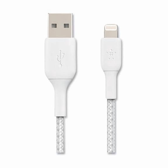 Lightning & USB Data Transfer Cable - White - 6.56 ft - Durable Braided Design