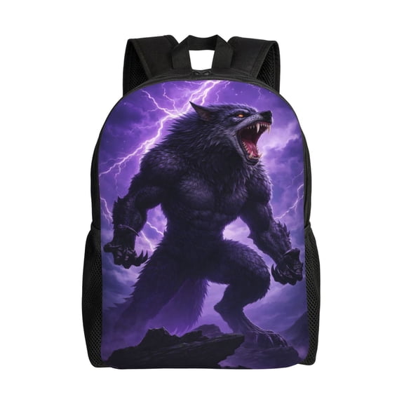 Lightning Werewolf Beast Backpack Large Capacity Laptop Bag for Men and Women