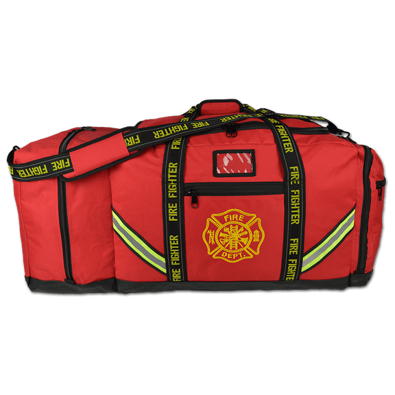 Lightning X Fireman Premium 3XL Firefighter Rescue Step-In Turnout Fire Gear Bag w/ Shoulder Strap & Helmet Pocket - Red