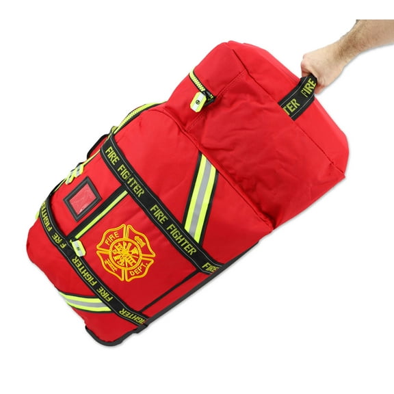 Lightning X Fireman's Value Edition XL Firefighter Step-In Turnout Gear Bag w/ Wheels, Helmet Pocket & Maltese Cross for First Responder