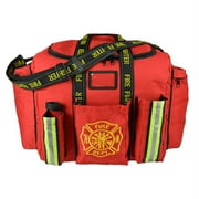 Lightning X Premium Firefighter Fireman XL Step-In Turnout Fire Bunker Duty Gear Bag w/ Shoulder Strap & Front Operations Pockets - Red