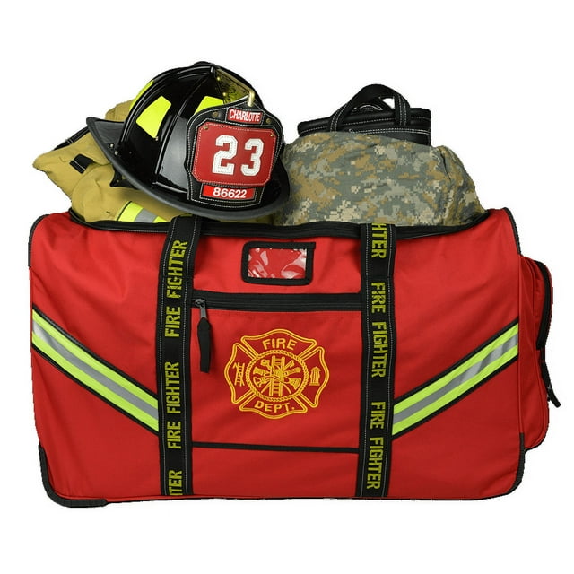Lightning X Premium Rolling Firefighter Turnout Bunker Gear Bag w/ Wheels, Retractable Handle, Fully Molded