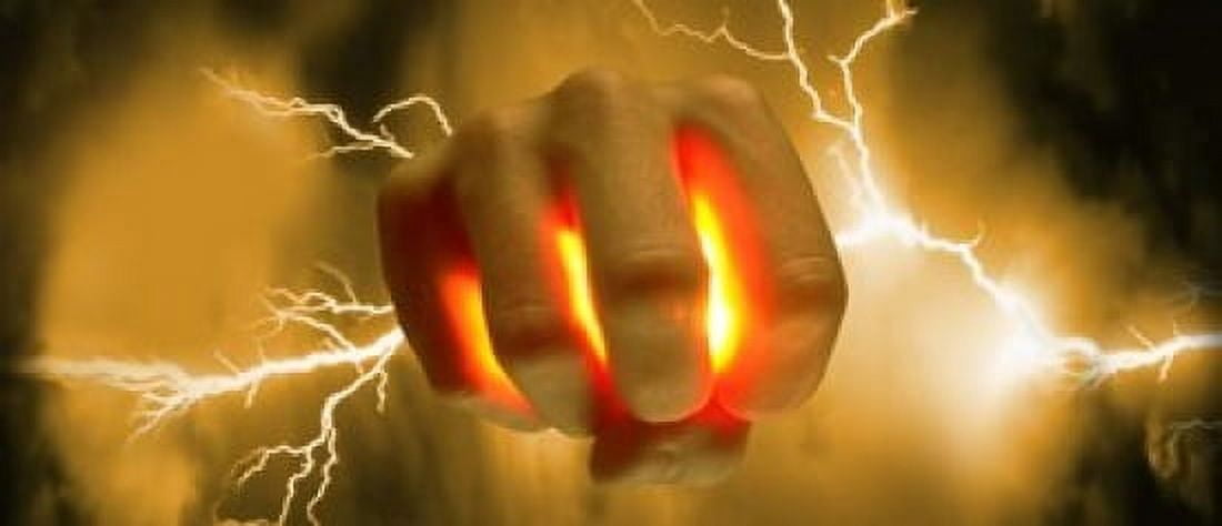 Lightning coming out of hand Canvas Art - Panoramic Images (15 x 6)