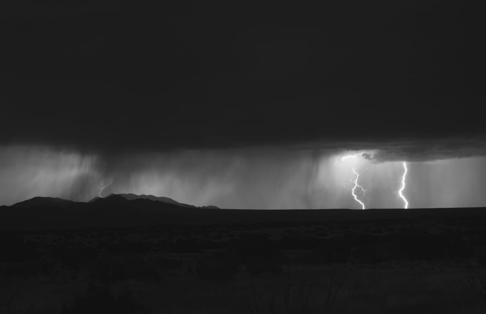 Lightning storm over northern New Mexico plains Canvas Art - Roth RitterStocktrek Images (35 x 23)