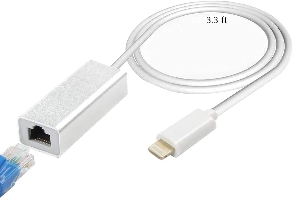 Lightning to RJ45 Ethernet LAN Wired Network Adapter Compatible with iPhone 