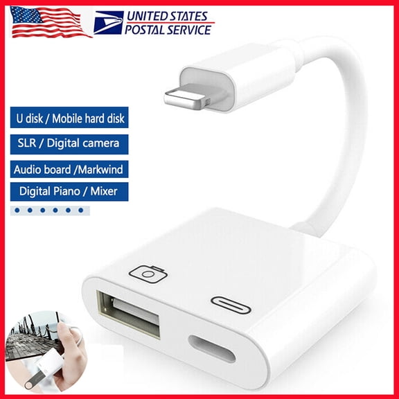 Lightning to USB OTG Adapter Camera Mouse U-disk Converter Charger Cable for i-Phone