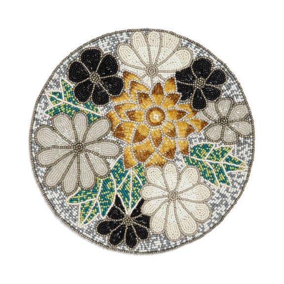 Lightnpro Flower Beaded Placemats Round Rustic Farmhouse Hand Flto Decoratemas Xmas Wedding Family Party Thanksgiving Dinner Tabl