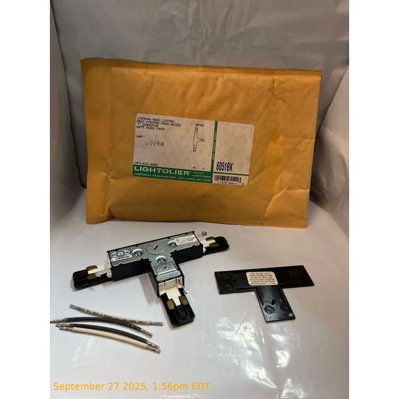 Lightolier 6051BK Lytespan Track Lighting Basic Track T Connector Matte Black