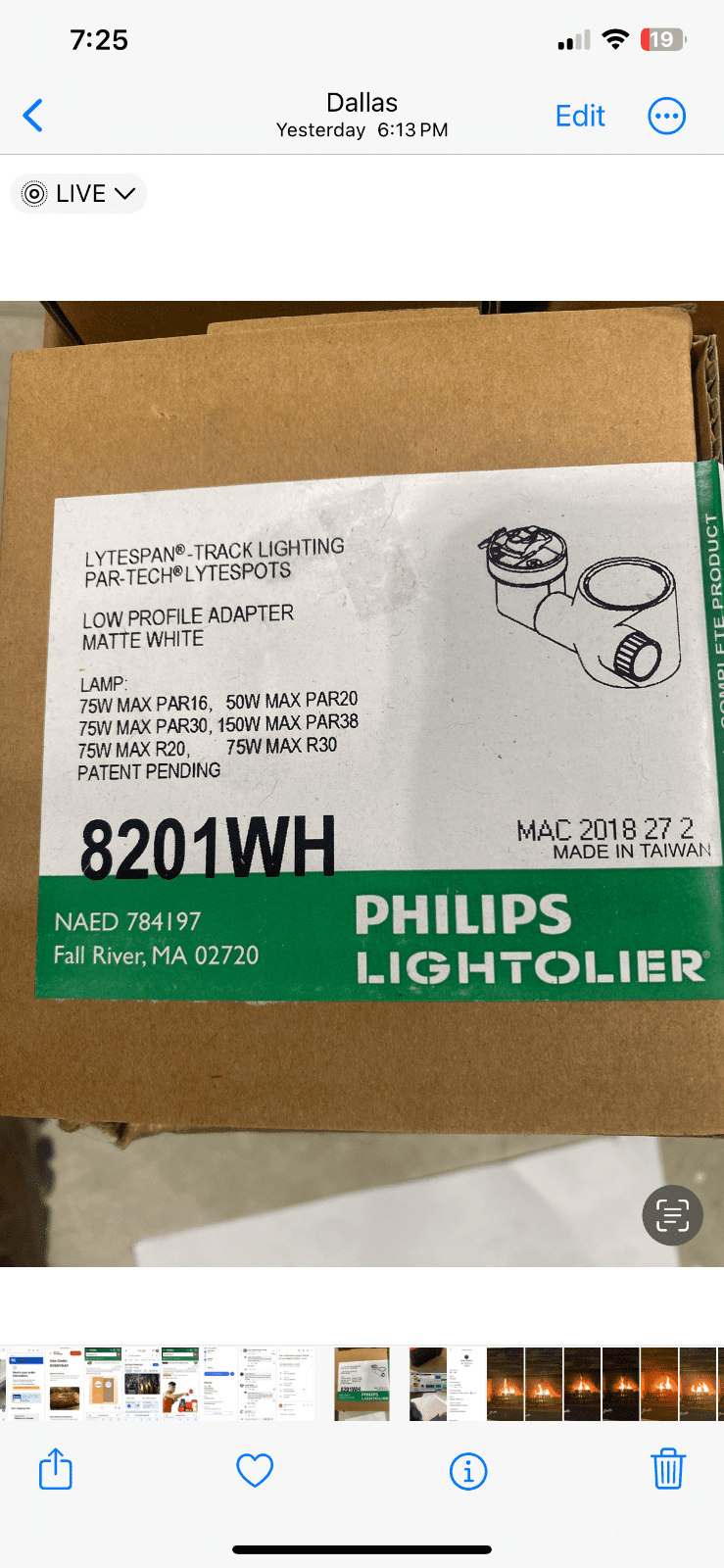 Lightolier 8201WH Lytespan Track Lighting, Par-Tech Low Profile Adapter ...