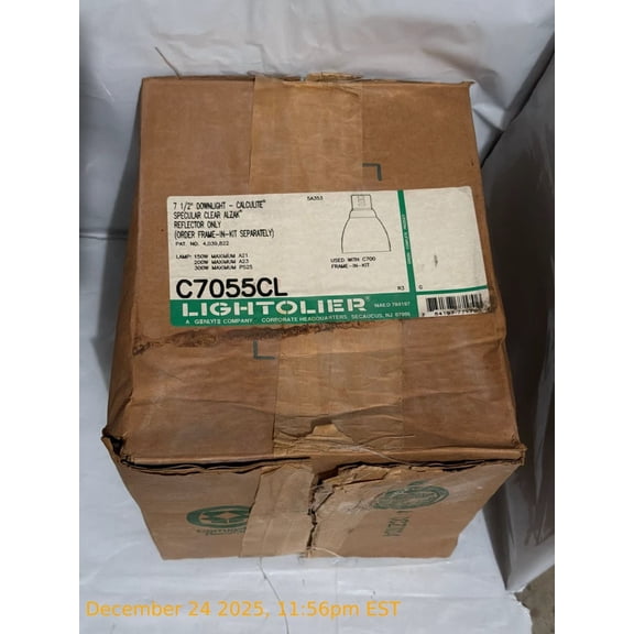 Lightolier C7055CL 7 1/2 Downlight Calculite Specular Clear Alzak Reflector