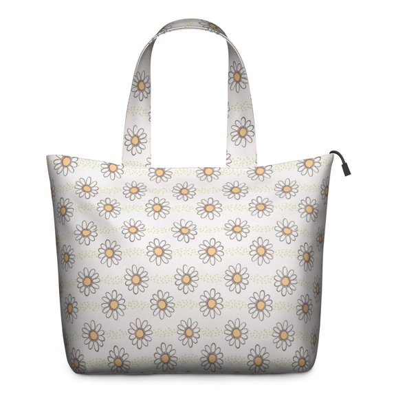 Lightpink Daisy Flower Linear Pattern Travel Tote Bags for Women Carry On,Large Weekender Bags for Women Travel,Multi Functional Duffle Bag for Work,Shopping,Sports