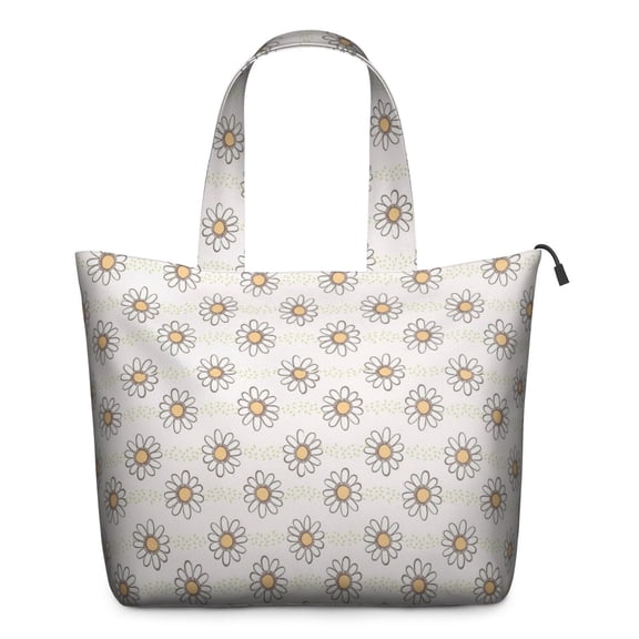 Lightpink Daisy Flower Linear Pattern Travel Tote Bags for Women Carry On,Large Weekender Bags for Women Travel,Multi Functional Duffle Bag for Work,Shopping,Sports