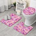 thumbnail image 1 of Lightpink Daisy Flower Purple Blooms Pattern Bathroom Rugs Sets 3 Piece,Toilet Cover Set,Absorbent Non Slip Bathroom Mats Sets with U-Shaped Contour Rug Toilet Rug Set, 1 of 5