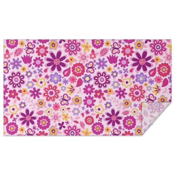 Lightpink Daisy Flower Purple Blooms Pattern Rectangle Tablecloth 60"x102",Waterproof Polyester Rectangle Table Cloth, Wipeable Spillproof Polyester Tablecloth for Dining, Camping, Indoor and Outdoor