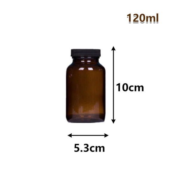 Lightproof Dark Brown Glass Bottle Wide Mouth Amber Storage Jar Anti-Slip Storage Container Pressure Gasket Glass Bottling Pot Refillable Powder Dispensing Canister Leak-Proof Sealed Glass Vial