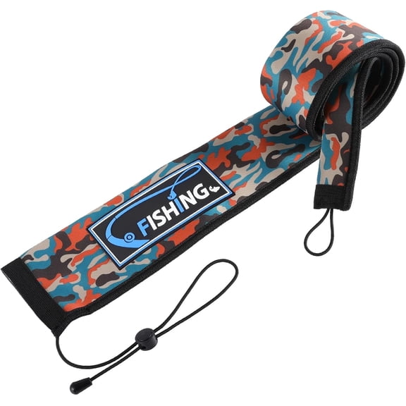 Lightproof Neoprene Fishing Rod Sleeve - Fishing Rod Cover for Storage & Transportation - Puncture Resistant Rod Sock for Casting, Trolling, Spinning Rods (Orange Camo, 65in)